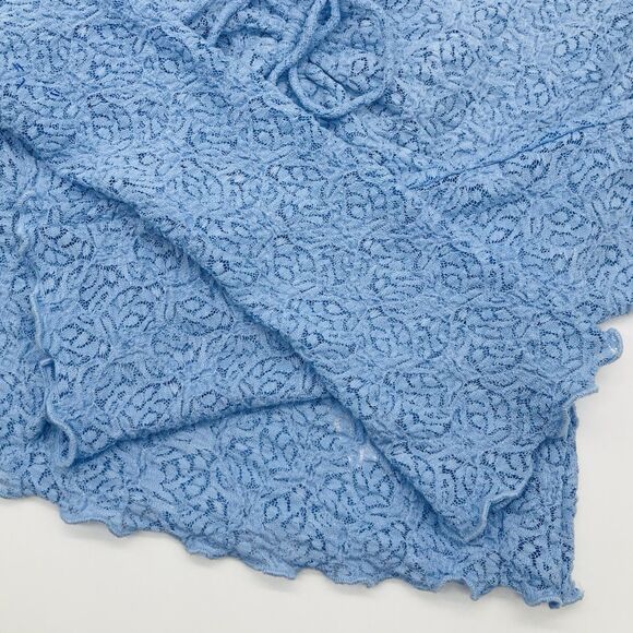 Urban Outfitters Size XS Kimchi Blue Blouse Quinn Lace Pullover Tie Front Blue - Picture 9 of 11